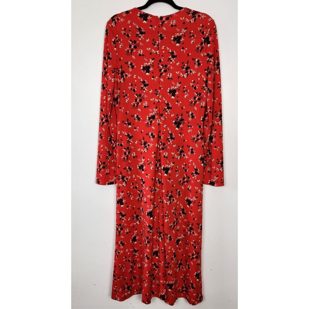 Banana Republic Red & Black Floral Long Sleeve Knit Maxi Dress, L, Cottagecore - Picture 9 of 9